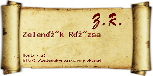 Zelenák Rózsa névjegykártya